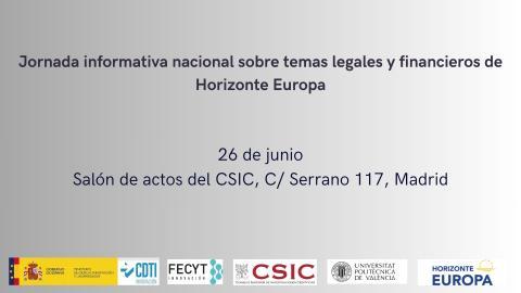 Jornada informativa nacional sobre temas legales y financieros de Horizonte Europa