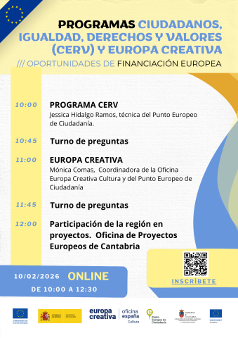 Programas Ciudadanos, Igualdad, Derechos y Valores (CERV) y Europa Creativa.